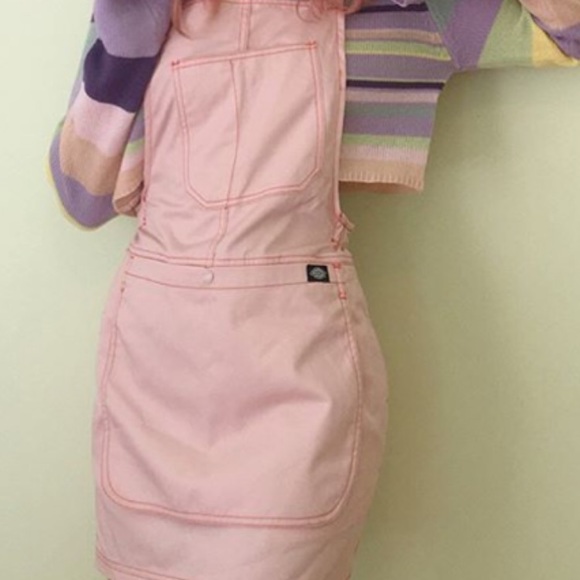 dickies pink overall dress